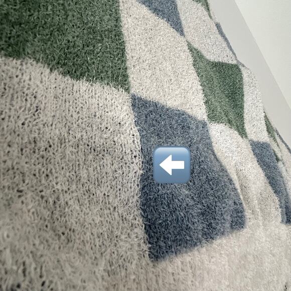 Abercrombie & Fitch Kids Check Sweater 11-12 Girls Preppy Blue Green Cozy - Picture 6 of 9